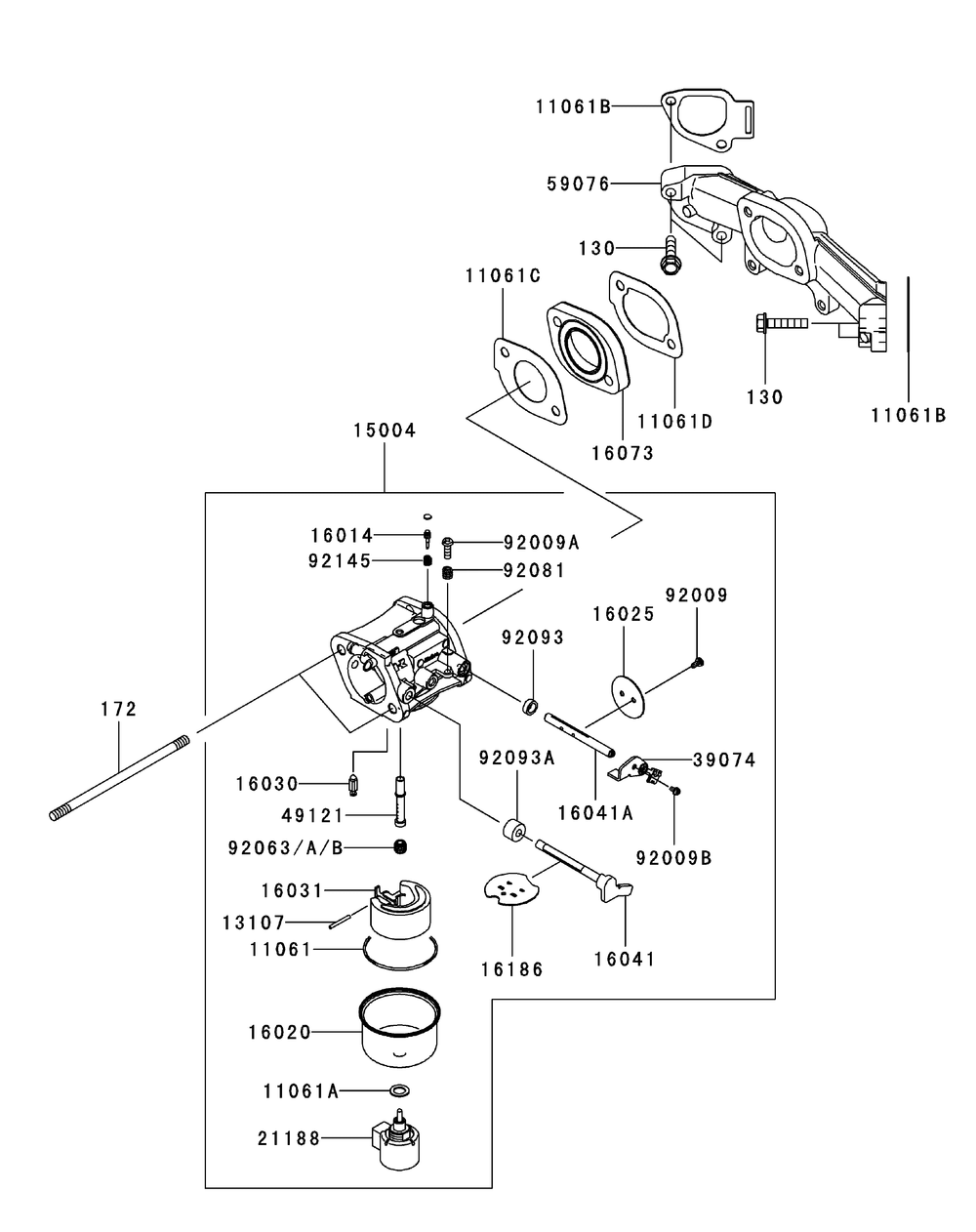 Kawasaki Fr651v-As05 Carburetor Diagram and Parts List for Z-FORCES48 (17AI5BHB-17AI5BHB009-17AI5BHB010-17AI5BHB056)(2010) Cub Cadet Lawn Tractor